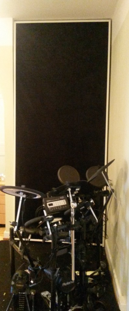 Bass trap in place behind drumkit