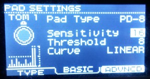 Roland TD-11 pad sensivity settings